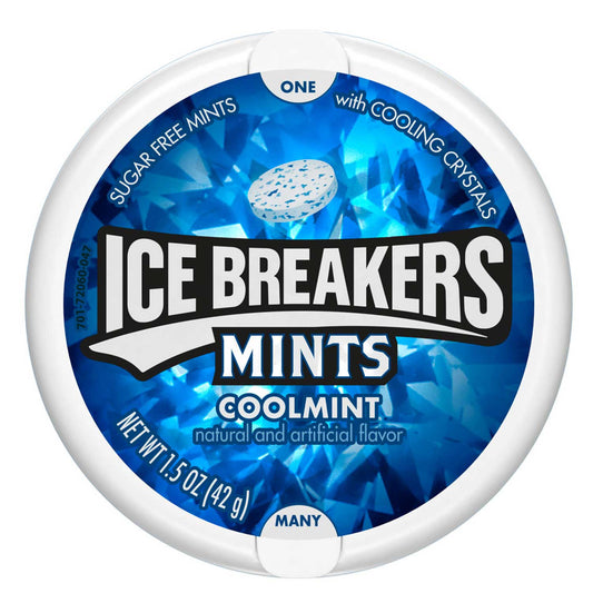 Ice Breakers Mints Coolmint – blaue Dose mit zuckerfreien Minzbonbons und Cooling Crystals