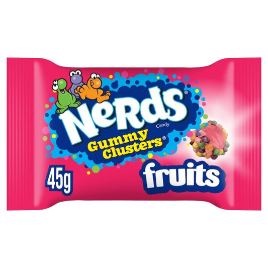 Nerds Gummy Clusters Fruits 45g – bunte fruchtige Candy-Cluster im Mini-Beutel.