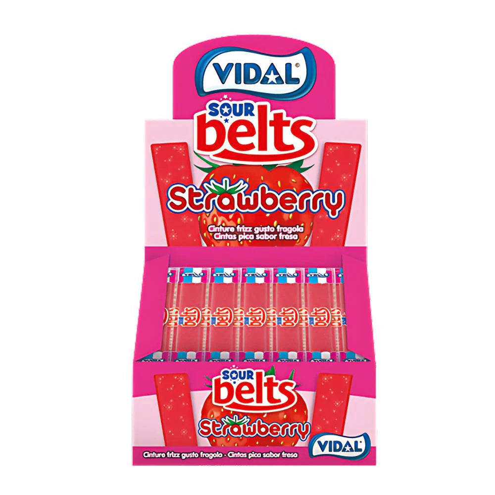 Vidal Wrapped Sour Strawberry Belts (1x1350g)
